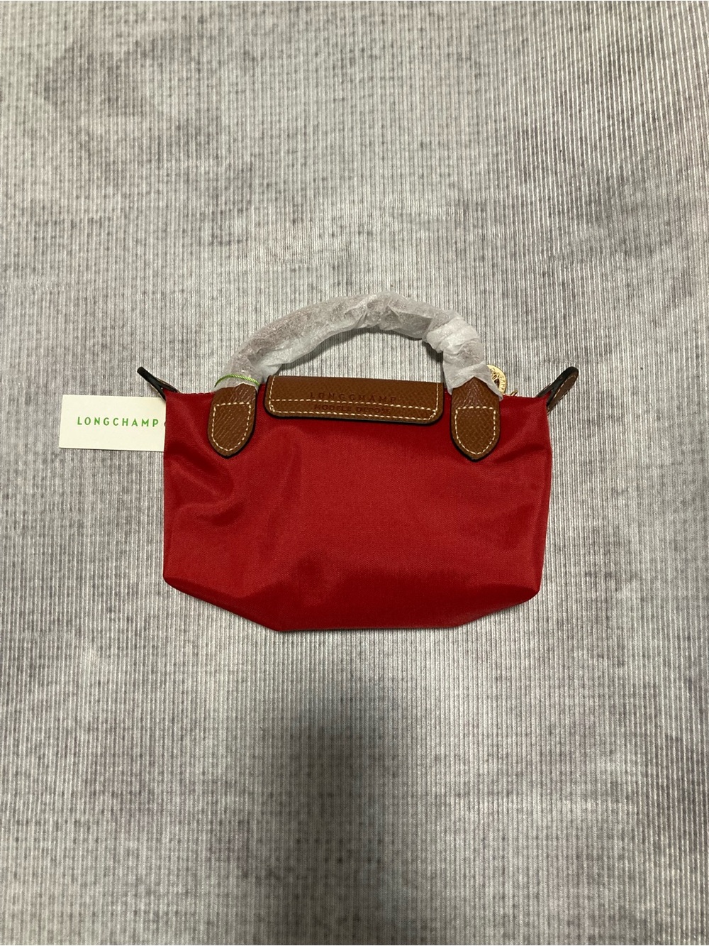 Longchamp Red Mini Pouch with Brown Trim and Gold Hardware - Picture 2 of 4